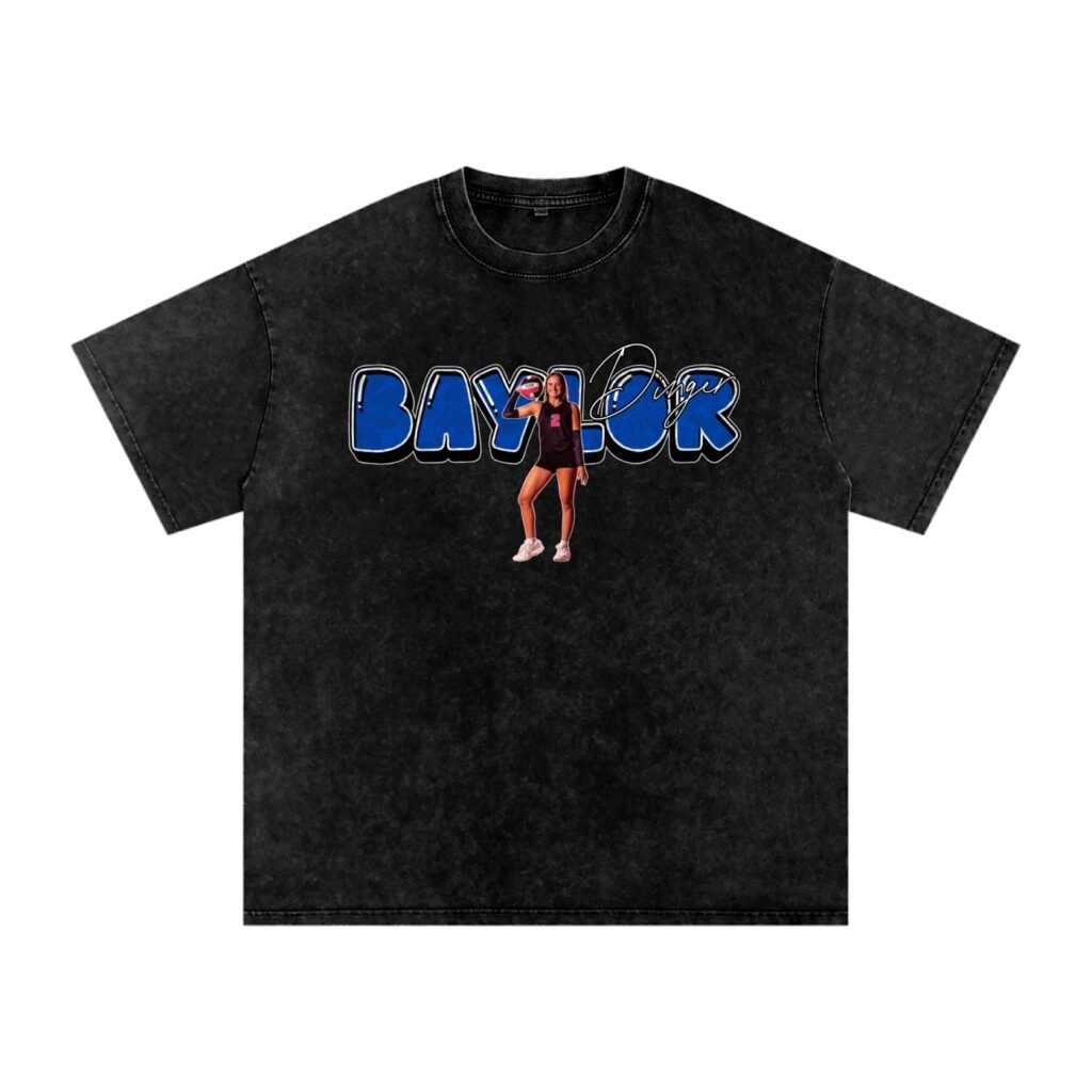 Baylor dinger Snow Washed Oversized TEE