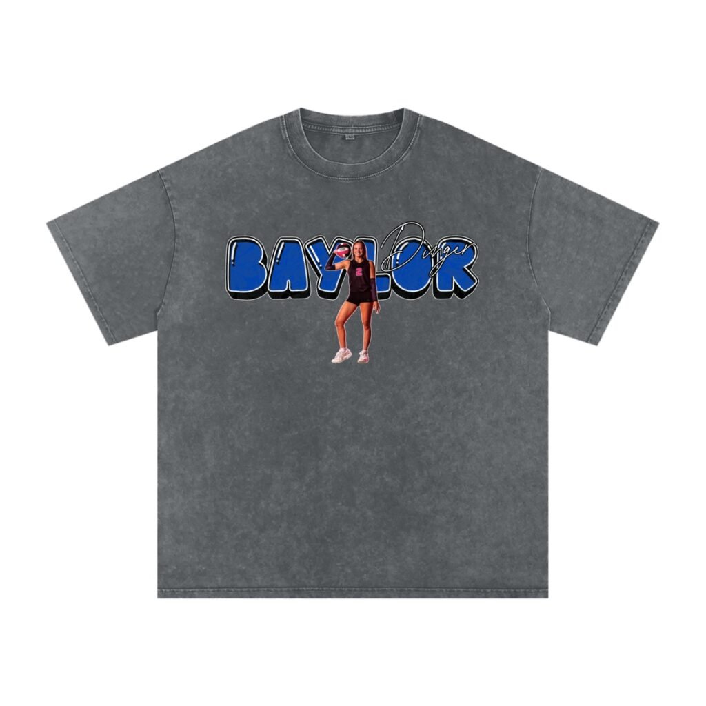 Baylor dinger Snow Washed Oversized TEE