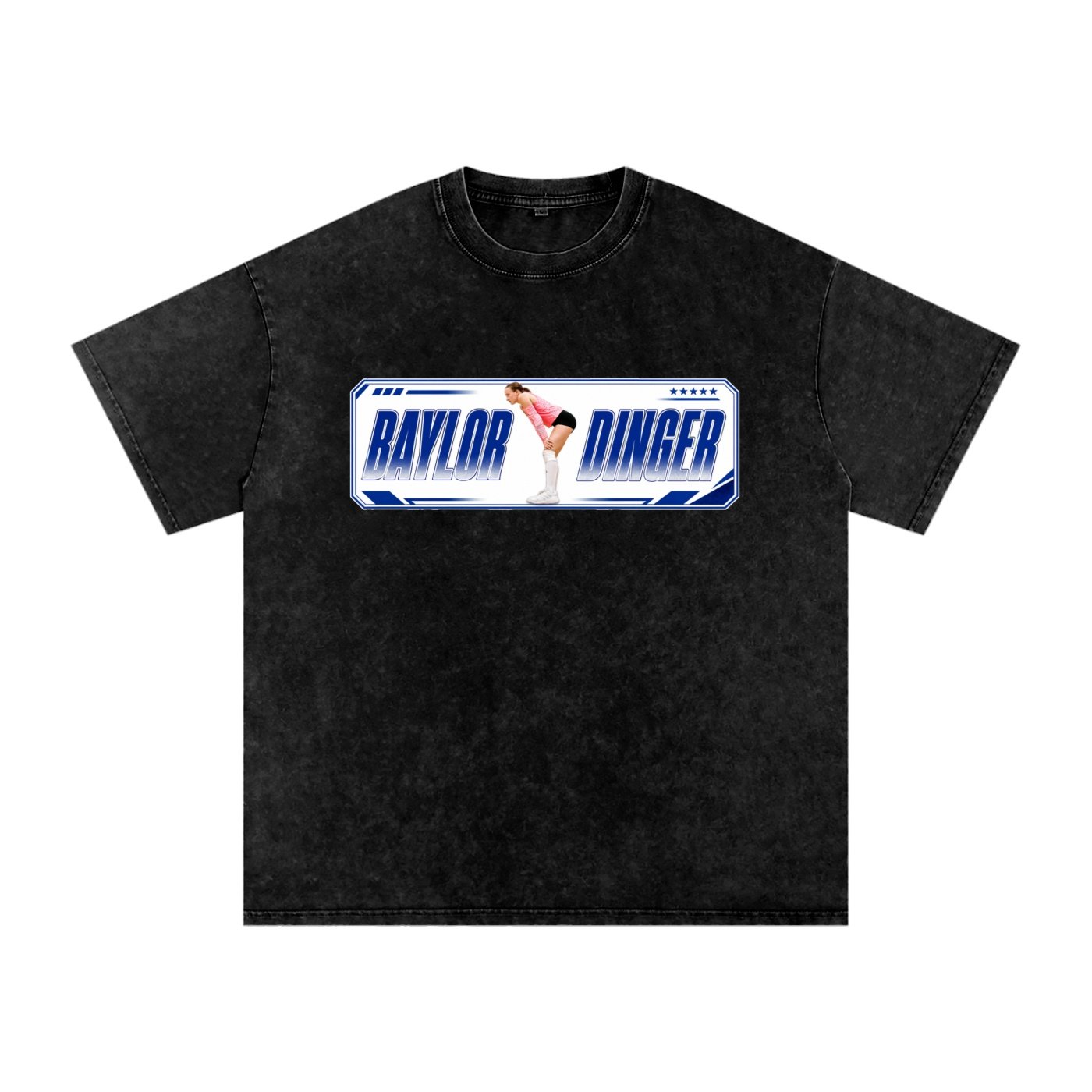 Baylor dinger Snow Washed Oversized TEE - Image 1